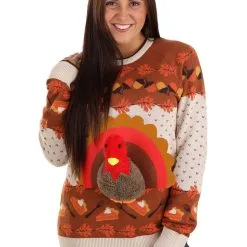BigWan Apparel Co. 3D Turkey Adult Ugly Holiday Sweater 19 BigWan Apparel Co. 3D Turkey Adult Ugly Holiday Sweater -wizard of oz costume shop 3d turkey ugly holiday sweater alt 8
