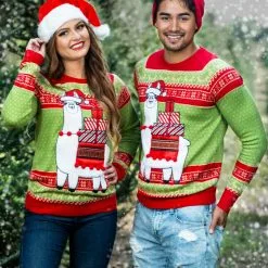 BigWan Apparel Co. Adult Christmas Llama Ugly Sweater