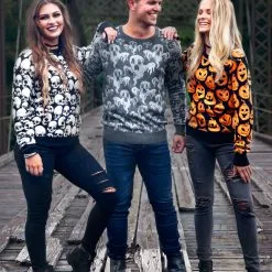 BigWan Apparel Co. Ghoulish Ghosts Halloween Sweater -wizard of oz costume shop adult ghoulish ghosts halloween sweater alt2