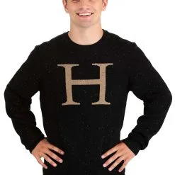BigWan Apparel Co. Harry Potter "H" Christmas Sweater For Adults 9 BigWan Apparel Co. Harry Potter "H" Christmas Sweater For Adults -wizard of oz costume shop adult harry potter h christmas sweater alt 2