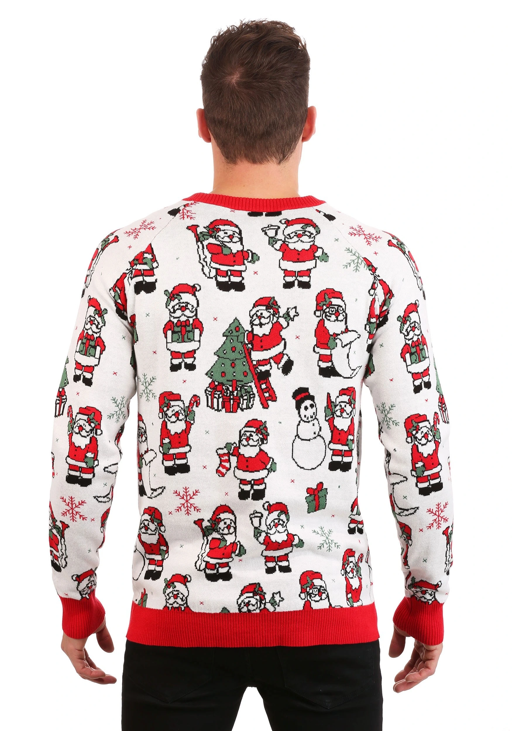 BigWan Apparel Co. Adult Repeating Santa Pattern Ugly Christmas Sweater 4 BigWan Apparel Co. Adult Repeating Santa Pattern Ugly Christmas Sweater - Image 4