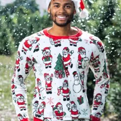 BigWan Apparel Co. Adult Repeating Santa Pattern Ugly Christmas Sweater