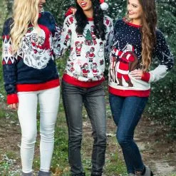 BigWan Apparel Co. Adult Vintage Santa & Reindeer Ugly Christmas Sweater -wizard of oz costume shop adult santa reindeer ugly christmas sweater alt 3