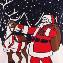 BigWan Apparel Co. Adult Vintage Santa & Reindeer Ugly Christmas Sweater -wizard of oz costume shop adult santa reindeer ugly christmas sweater alt 6