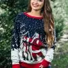 BigWan Apparel Co. Adult Vintage Santa & Reindeer Ugly Christmas Sweater
