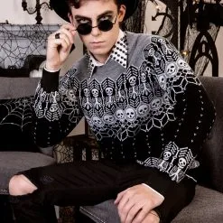 Shenzen Amilla Black And White Skeleton Adult Halloween Sweater