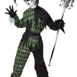 California Costume Collection Kids Green Scary Jester Costume