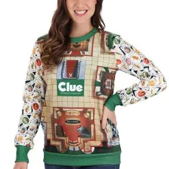 BigWan Apparel Co. Clue Board Game Mansion Adult Sweater 13 BigWan Apparel Co. Clue Board Game Mansion Adult Sweater -wizard of oz costume shop clue mansion sweater alt 6