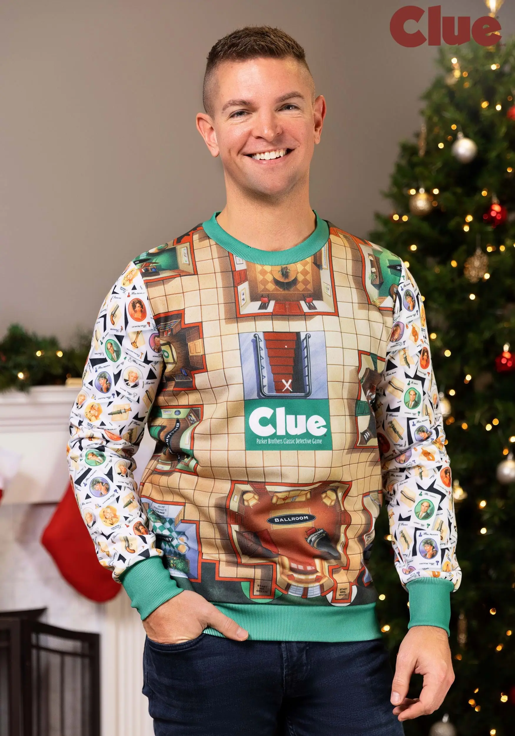 BigWan Apparel Co. Clue Board Game Mansion Adult Sweater 1 BigWan Apparel Co. Clue Board Game Mansion Adult Sweater