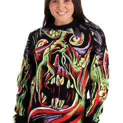 BigWan Apparel Co. Face The Monster Adult Halloween Sweater -wizard of oz costume shop face the monster halloween sweater for adults alt 6