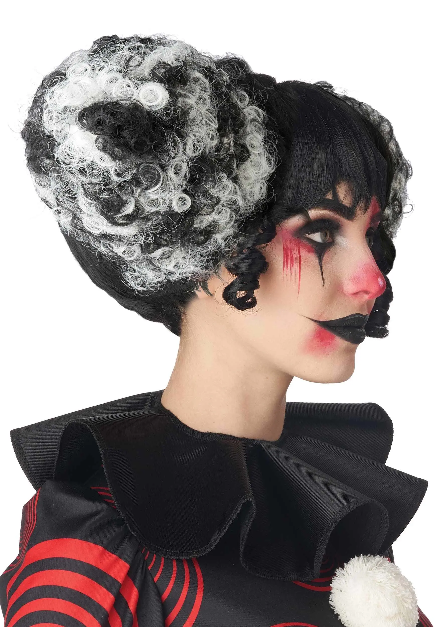 California Costume Collection Black And White Clown Funhouse Wig 3 California Costume Collection Black And White Clown Funhouse Wig - Image 3