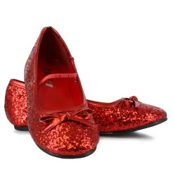 Ellie Red Ruby Glitter Ballet Flat Shoes For Girls