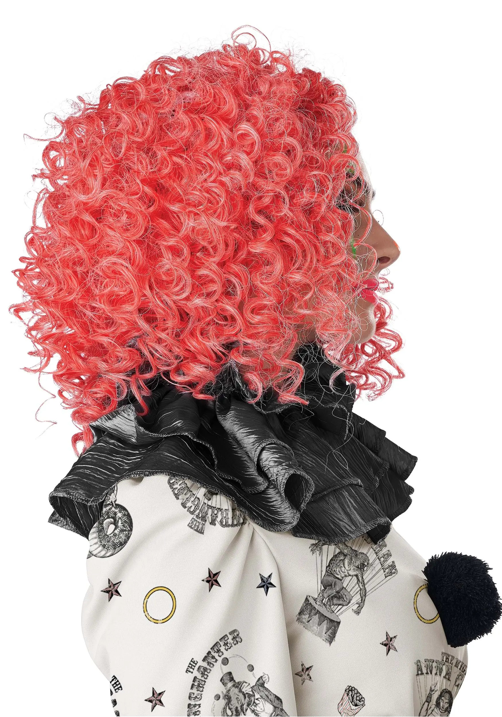 California Costume Collection Bright Red Glow In The Dark Curly Clown Wig 2 California Costume Collection Bright Red Glow In The Dark Curly Clown Wig - Image 2