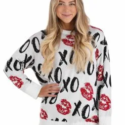 BigWan Apparel Co. Hugs And Kisses Valentine's Day Adult Sweater 13 BigWan Apparel Co. Hugs And Kisses Valentine's Day Adult Sweater -wizard of oz costume shop hugs and kisses valentines day sweater alt 11