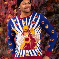 BigWan Apparel Co. Jay And Silent Bob Buddy Christ Jesus Ugly Christmas Sweater -wizard of oz costume shop jay and silent bob buddy christ ugly sweater alt 6 upd