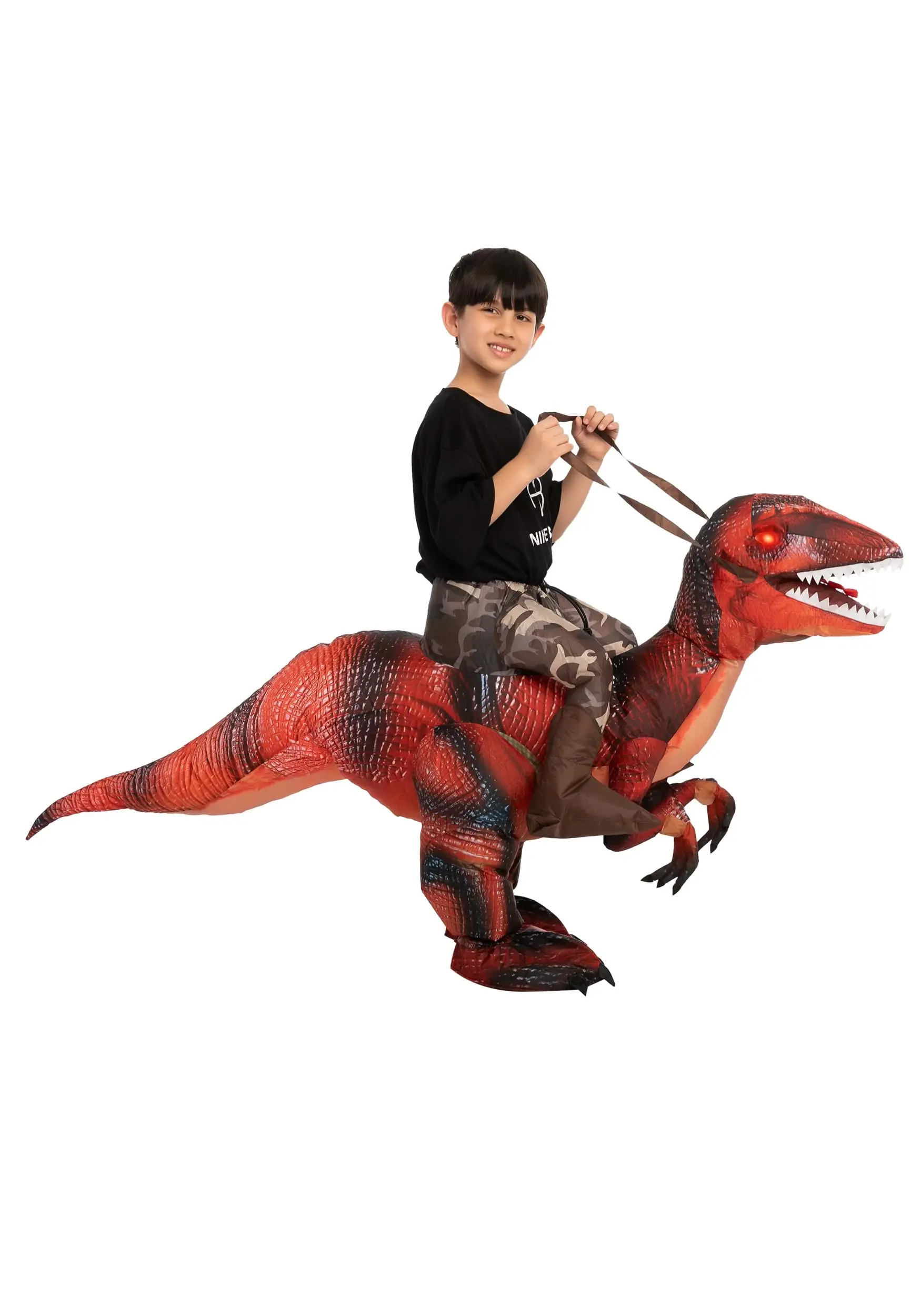 Joyin Inflatable Riding A Red Raptor Costume For Kids 4 Joyin Inflatable Riding A Red Raptor Costume For Kids - Image 4