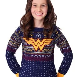 Shenzen Amilla Kids Wonder Woman Navy Ugly Christmas Sweater -wizard of oz costume shop kids wonder woman navy ugly christmas sweater alt 2