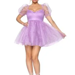 LEG AVENUE Lavender Irridescent Organza Babydoll Dress Costume For Women