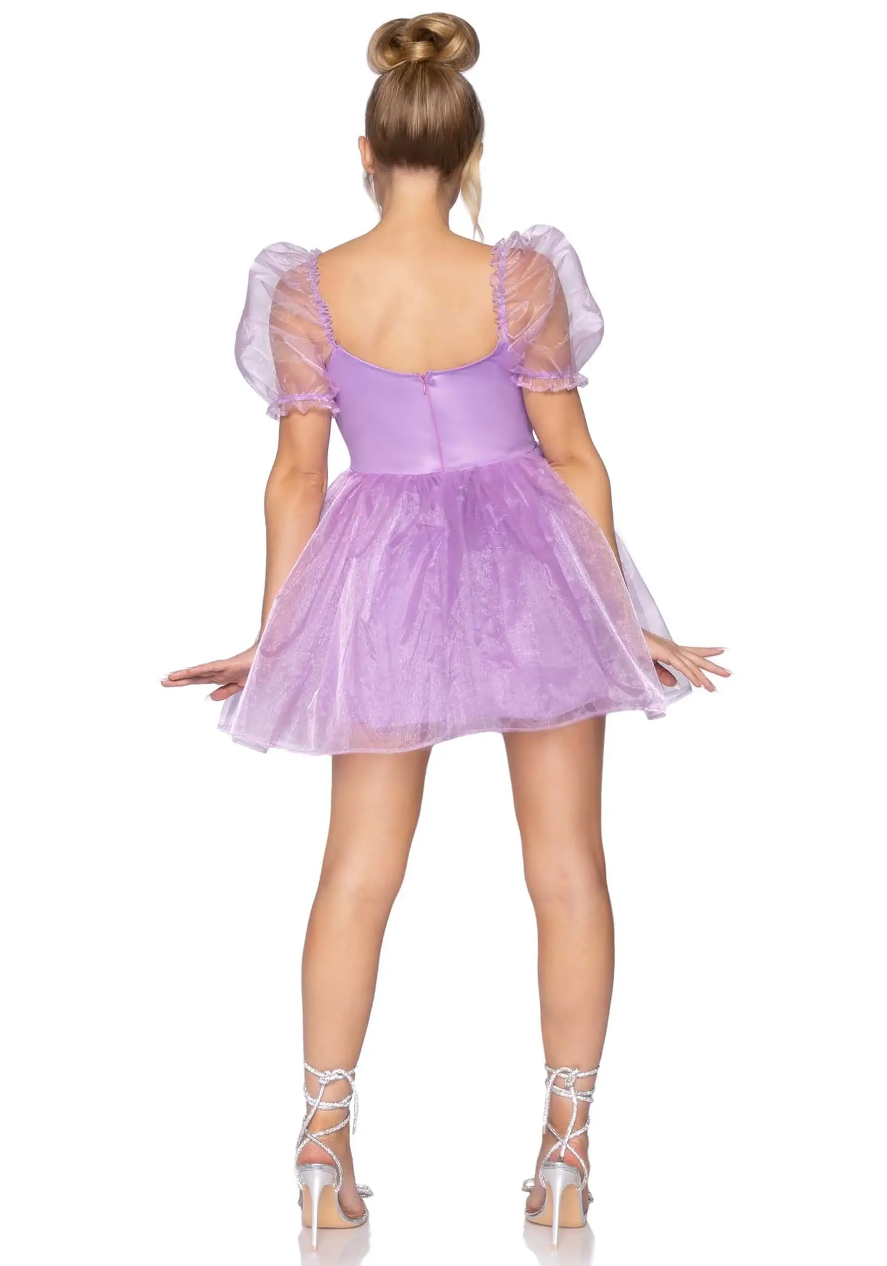 LEG AVENUE Lavender Irridescent Organza Babydoll Dress Costume For Women 2 LEG AVENUE Lavender Irridescent Organza Babydoll Dress Costume For Women - Image 2