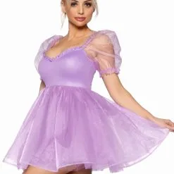 LEG AVENUE Lavender Irridescent Organza Babydoll Dress Costume For Women 5 LEG AVENUE Lavender Irridescent Organza Babydoll Dress Costume For Women -wizard of oz costume shop lavender irridescent organza babydoll dress costume alt 2