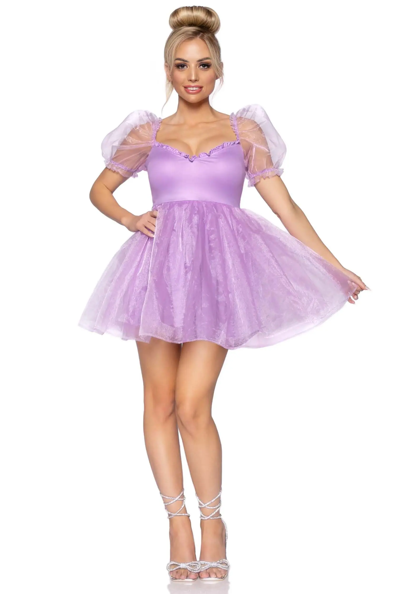 LEG AVENUE Lavender Irridescent Organza Babydoll Dress Costume For Women 1 LEG AVENUE Lavender Irridescent Organza Babydoll Dress Costume For Women