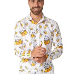Opposuits Suitmeister Button Up White Beer Shirt For Men