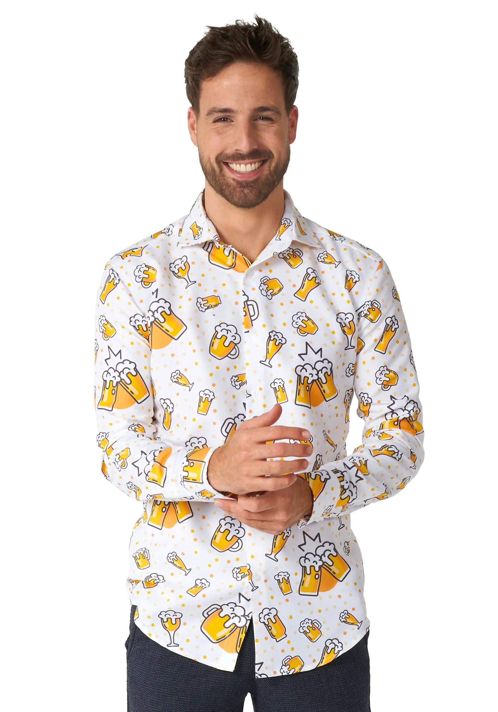 Opposuits Suitmeister Button Up White Beer Shirt For Men 1 Opposuits Suitmeister Button Up White Beer Shirt For Men