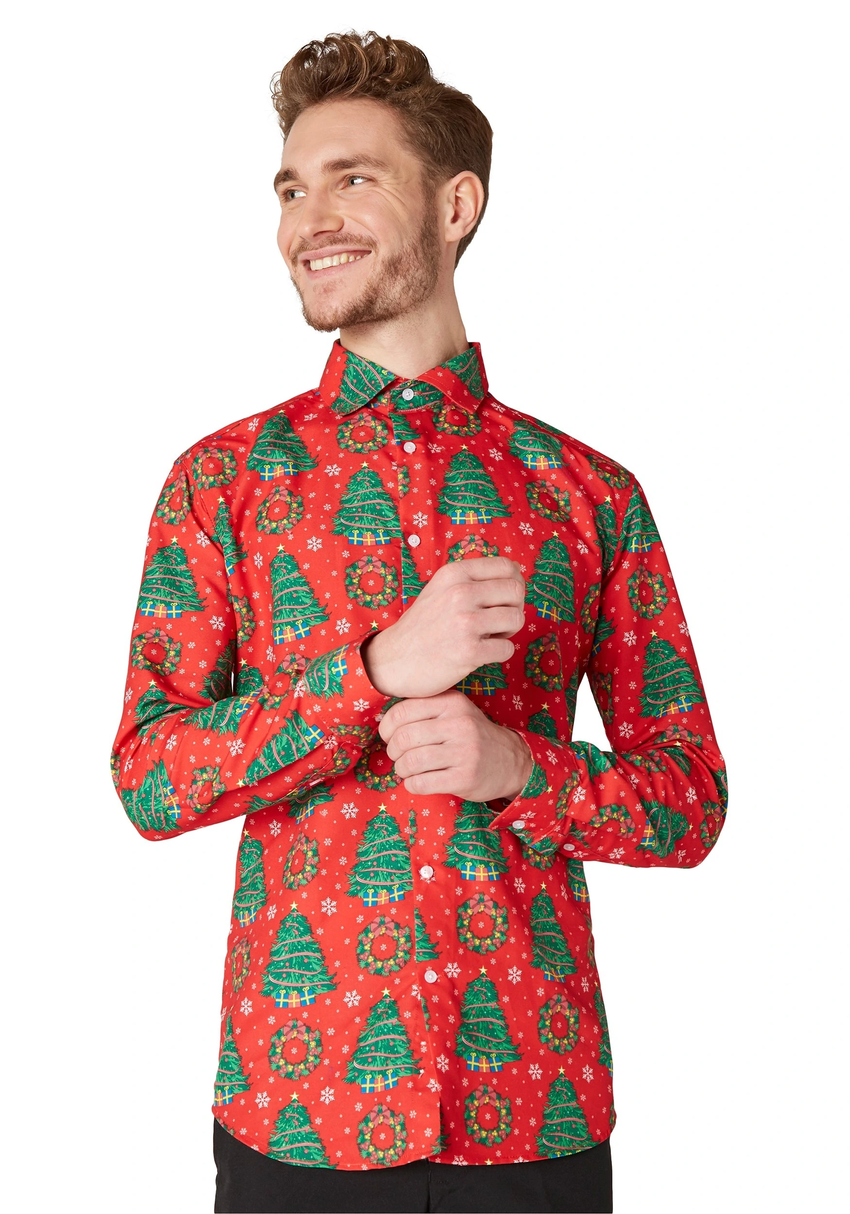Opposuits Men's Suitmeister Christmas Trees Red Shirt 1 Opposuits Men's Suitmeister Christmas Trees Red Shirt