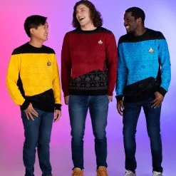 Rubber Road Ltd Adult Star Trek "Trek The Halls" Christmas Sweater 12 Rubber Road Ltd Adult Star Trek "Trek The Halls" Christmas Sweater -wizard of oz costume shop official star trek trek the halls christmas jump alt 2