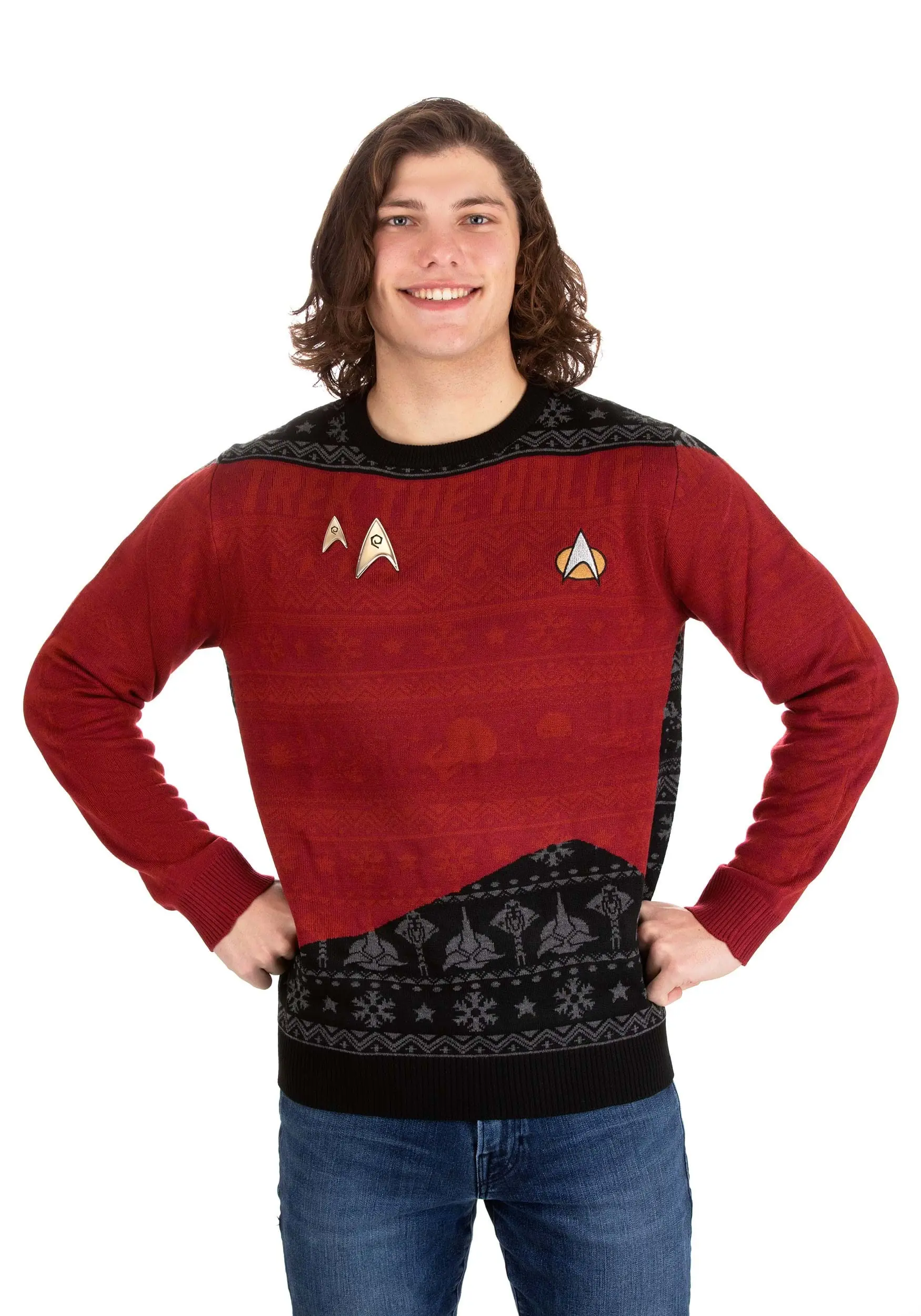 Rubber Road Ltd Adult Star Trek "Trek The Halls" Christmas Sweater 8 Rubber Road Ltd Adult Star Trek "Trek The Halls" Christmas Sweater - Image 8