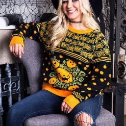 Shenzen Amilla Adult Pumpkin Patch Halloween Sweater