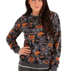 BigWan Apparel Co. Adult Quirky Kitty Halloween Sweater -wizard of oz costume shop quirky kitty halloween sweater for adults alt5