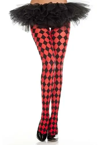 MUSIC LEGS Women's Red Diamond Jester Tights 1 MUSIC LEGS Women's Red Diamond Jester Tights