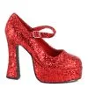 Ellie Red Glitter Platform Mary Jane Shoes For Women