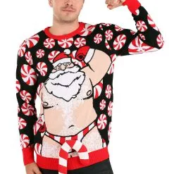 BigWan Apparel Co. Ugly Santa Candy Cane Christmas Sweater -wizard of oz costume shop santa candy cane ugly christmas sweater 3