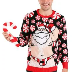 BigWan Apparel Co. Ugly Santa Candy Cane Christmas Sweater -wizard of oz costume shop santa candy cane ugly christmas sweater 4