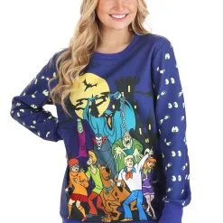 BigWan Apparel Co. Scooby-Doo Glow-in-the-Dark Halloween Sweatshirt For Adults -wizard of oz costume shop scooby doo ugly sweater alt 5