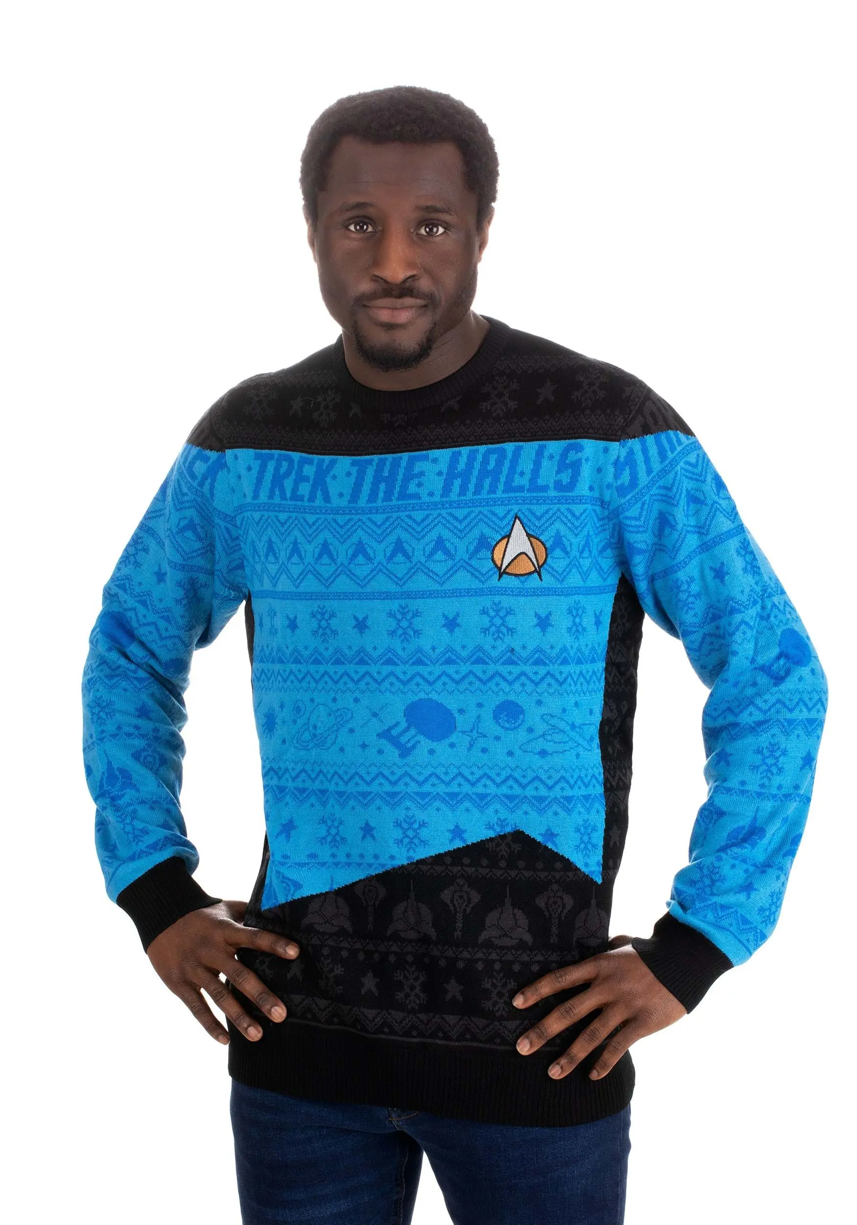 Rubber Road Ltd Star Trek Blue Christmas Sweater Accessory 2 Rubber Road Ltd Star Trek Blue Christmas Sweater Accessory - Image 2
