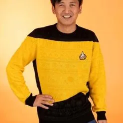 Rubber Road Ltd Yellow Star Trek Christmas Sweater