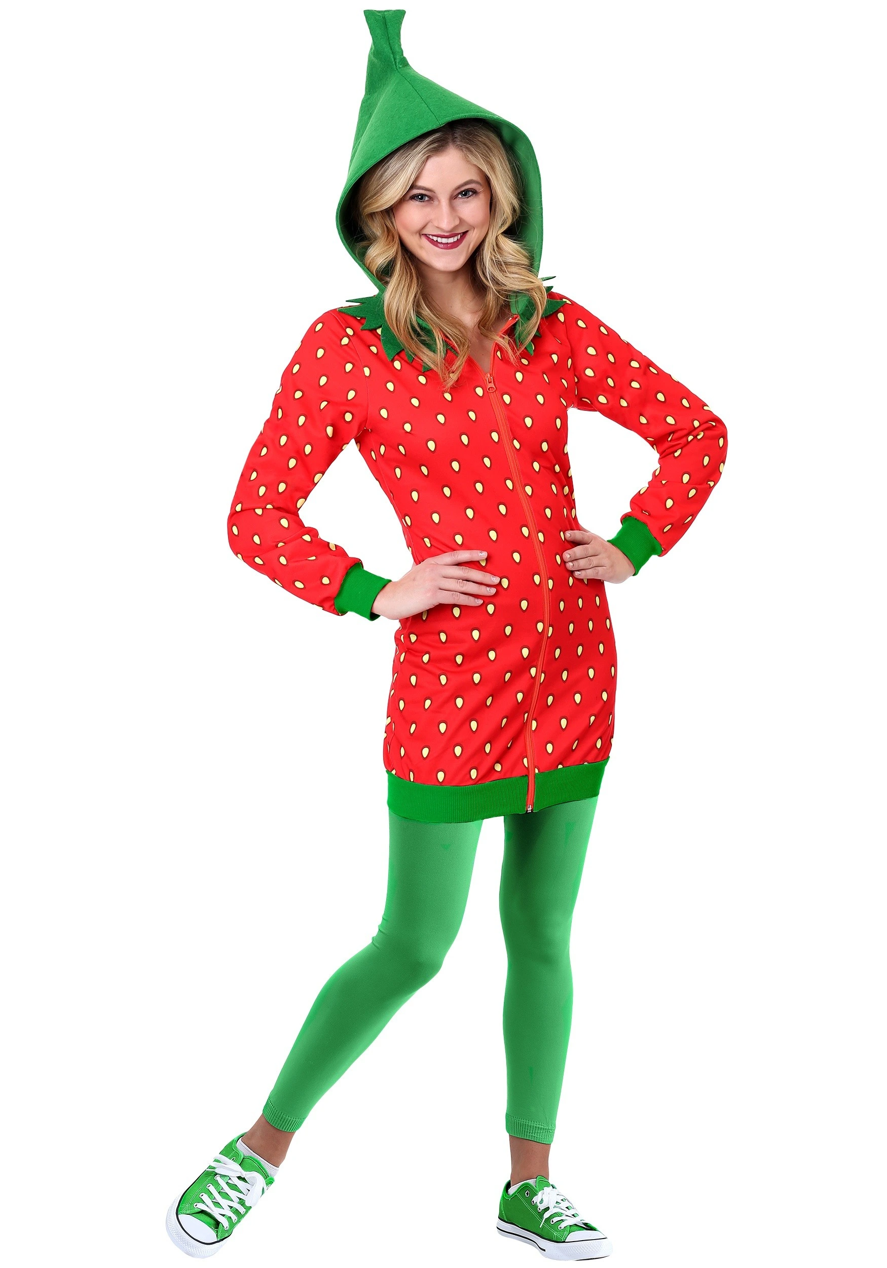 Meisheng Strawberry Hoodie Dress Costume For Adults 2 Meisheng Strawberry Hoodie Dress Costume For Adults - Image 2