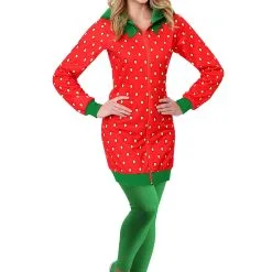 Meisheng Strawberry Hoodie Dress Costume For Adults