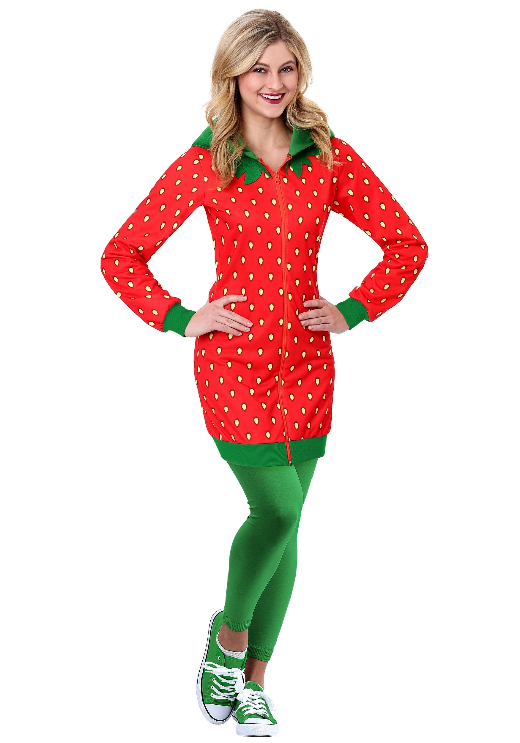 Meisheng Strawberry Hoodie Dress Costume For Adults 1 Meisheng Strawberry Hoodie Dress Costume For Adults