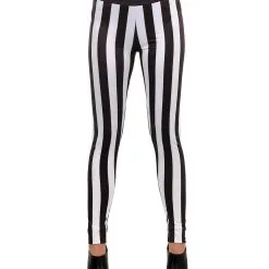 Elope Women's Black And White Striped Leggings