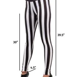 Elope Women's Black And White Striped Leggings -wizard of oz costume shop striped leggings one size alt 4