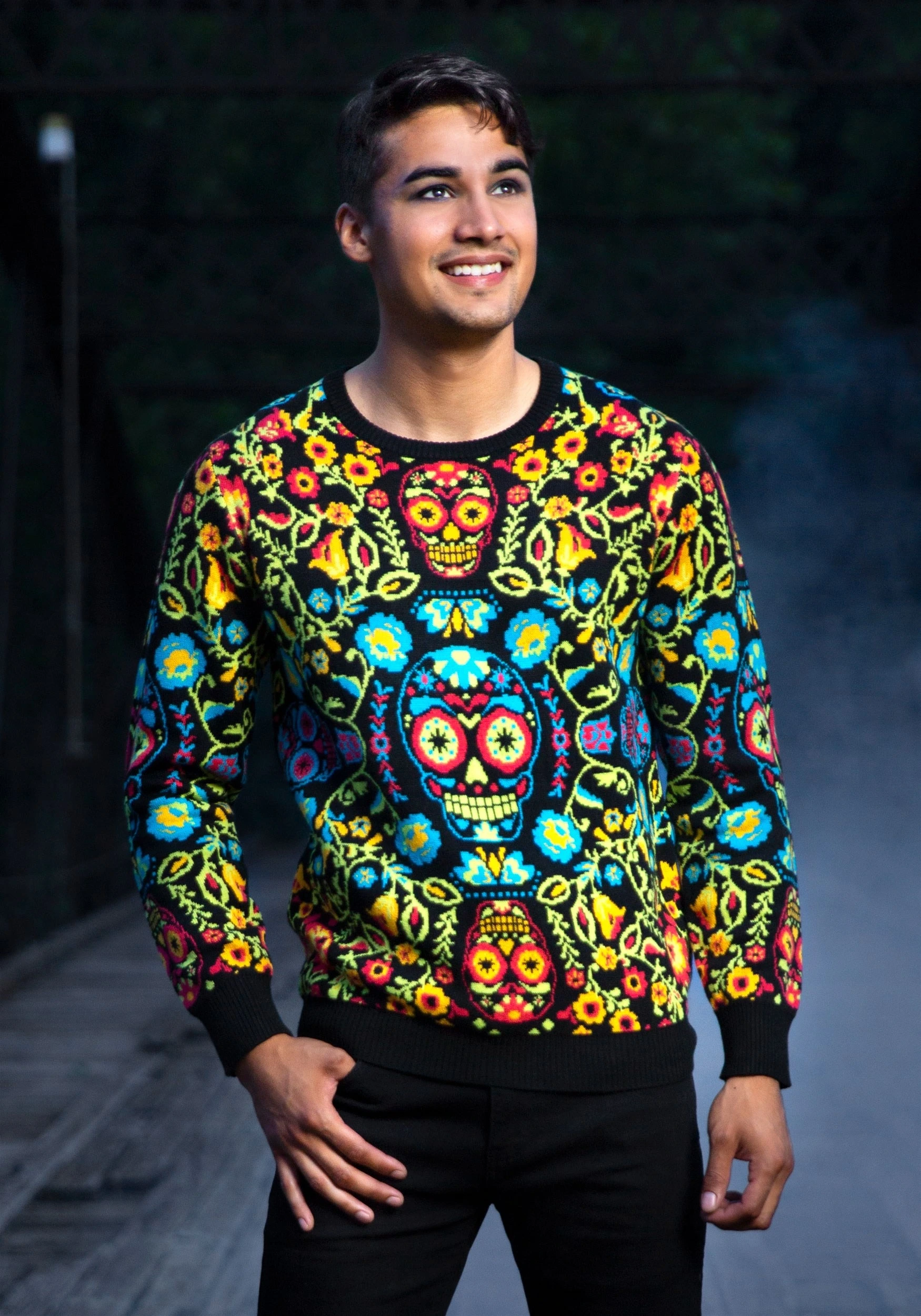 BigWan Apparel Co. Sugar Skull Halloween Adult Sweater 2 BigWan Apparel Co. Sugar Skull Halloween Adult Sweater - Image 2