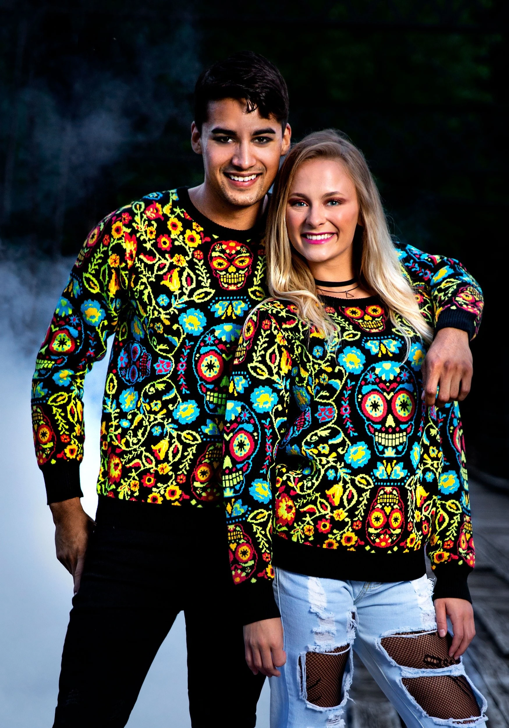 BigWan Apparel Co. Sugar Skull Halloween Adult Sweater 3 BigWan Apparel Co. Sugar Skull Halloween Adult Sweater - Image 3