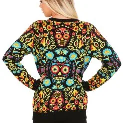 BigWan Apparel Co. Sugar Skull Halloween Adult Sweater 12 BigWan Apparel Co. Sugar Skull Halloween Adult Sweater -wizard of oz costume shop sugar skull halloween sweater alt3