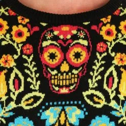 BigWan Apparel Co. Sugar Skull Halloween Adult Sweater 13 BigWan Apparel Co. Sugar Skull Halloween Adult Sweater -wizard of oz costume shop sugar skull halloween sweater alt4