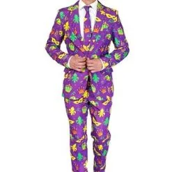 Opposuits Suitmeister Mens Mardi Gras Purple Icons Suit