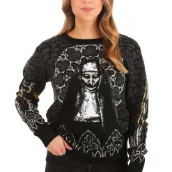 BigWan Apparel Co. Adult The Nun Halloween Sweater -wizard of oz costume shop the nun halloween sweater for adults alt 4